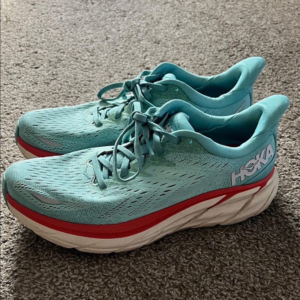 Hoka Women's Teal and Red Athletic Shoes